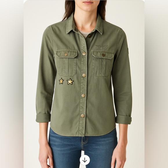 ZADIG & VOLTAIRE BONNIE ARMY GREEN Snap Front Shirt - Picture 1 of 10